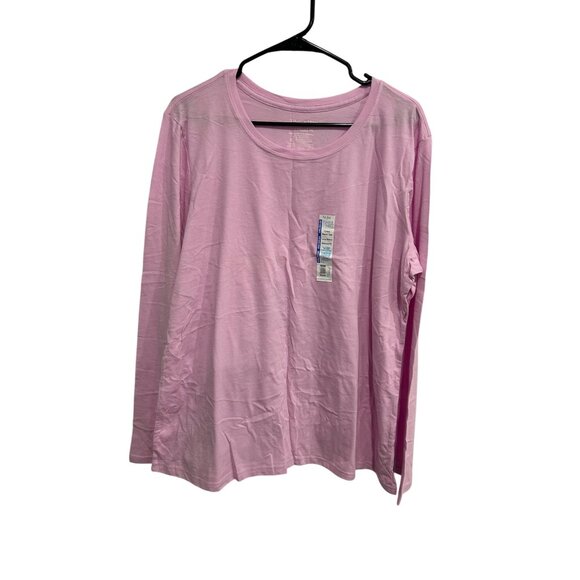 Time And Tru NWT Womens Pink Crew Neck Long Sleeve Tee Relaxed Fit Size 3X - Picture 1 of 8